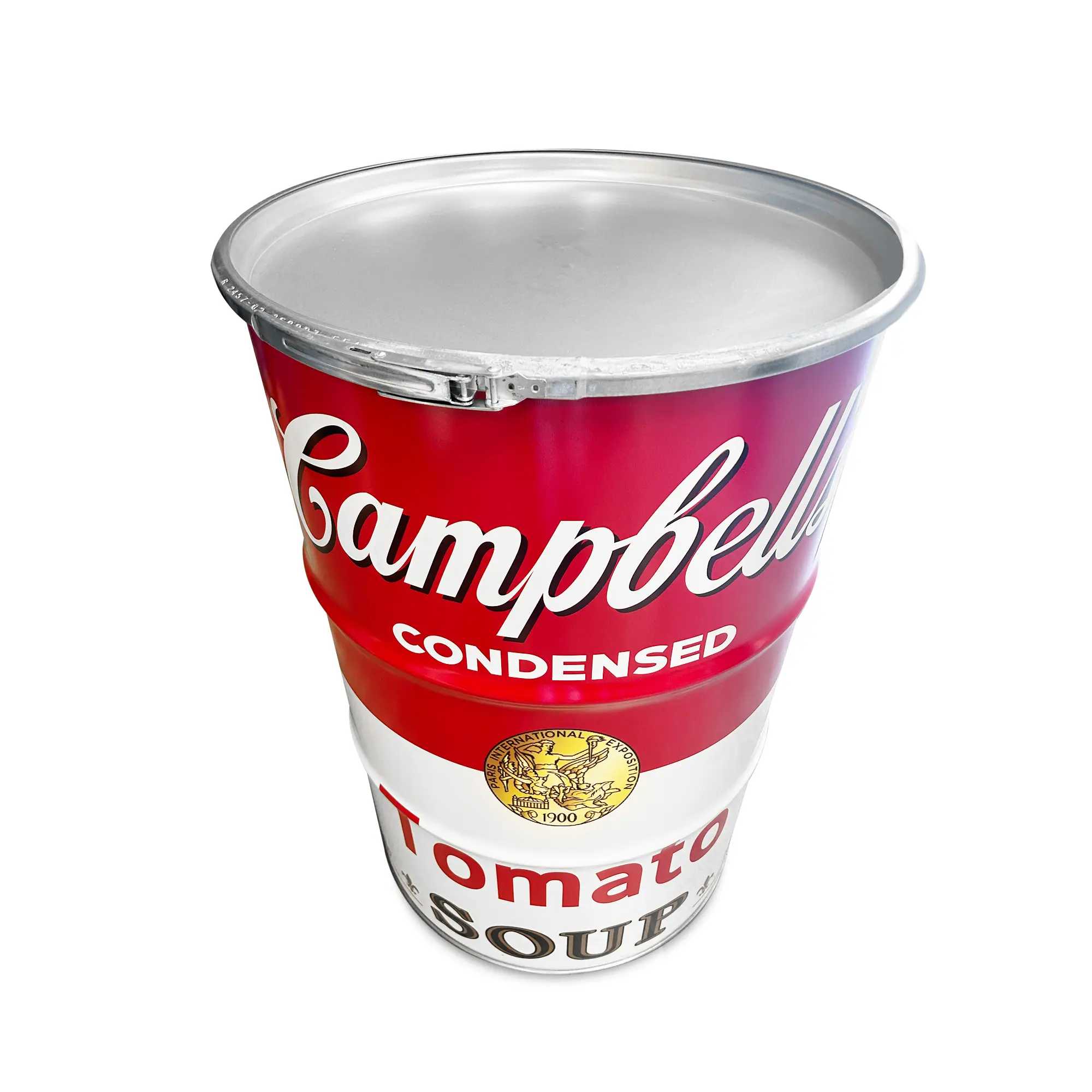 Fût métal pop art Andy Warhol 200 litres décor industriel Fût métal pop art Andy Warhol 200 litres décor industriel