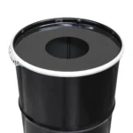 BinBin Duo Poubelle de Tri Upcyclée 120L – Collecteur Canettes & Bouteilles en Fût Métal Noir – Image 2
