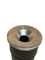 Poubelle industrielle upcyclée BinBin Flame 120L – Baril métal avec couvercle ignifuge – Image 3