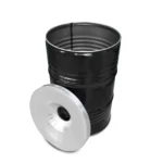 Poubelle industrielle upcyclée BinBin Flame 200L – Baril métal avec couvercle ignifuge – Image 4