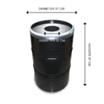 Poubelle Industrielle Upcycling BinBin 200L – Baril Métal avec Trou Ø20 cm et Rosace en Verre Noir – Image 3