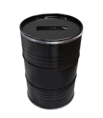 Poubelle industrielle BinBin 200 litres en baril métal noir upcyclé