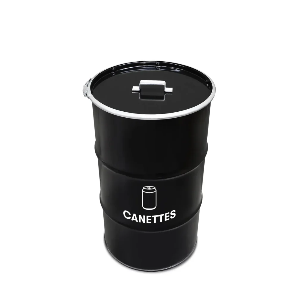 poubelle industrielle BinBin 120 litres en tonneau métal recyclé