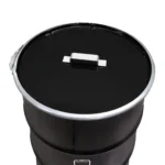 Poubelle industrielle upcyclée BinBin 120L en tonneau métal avec couvercle et poignée – Image 2