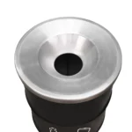 BinBin Poubelle de Tri Upcycling 120L – Collecteur de Canettes & Bouteilles en Baril Métal Noir – Image 2