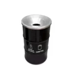 Poubelle de tri BinBin 120L en baril métal noir recyclé