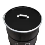 BinBin Poubelle Upcyclée 120L en Fût Métal Noir – Collecteur Canettes & Bouteilles Industriel – Image 2