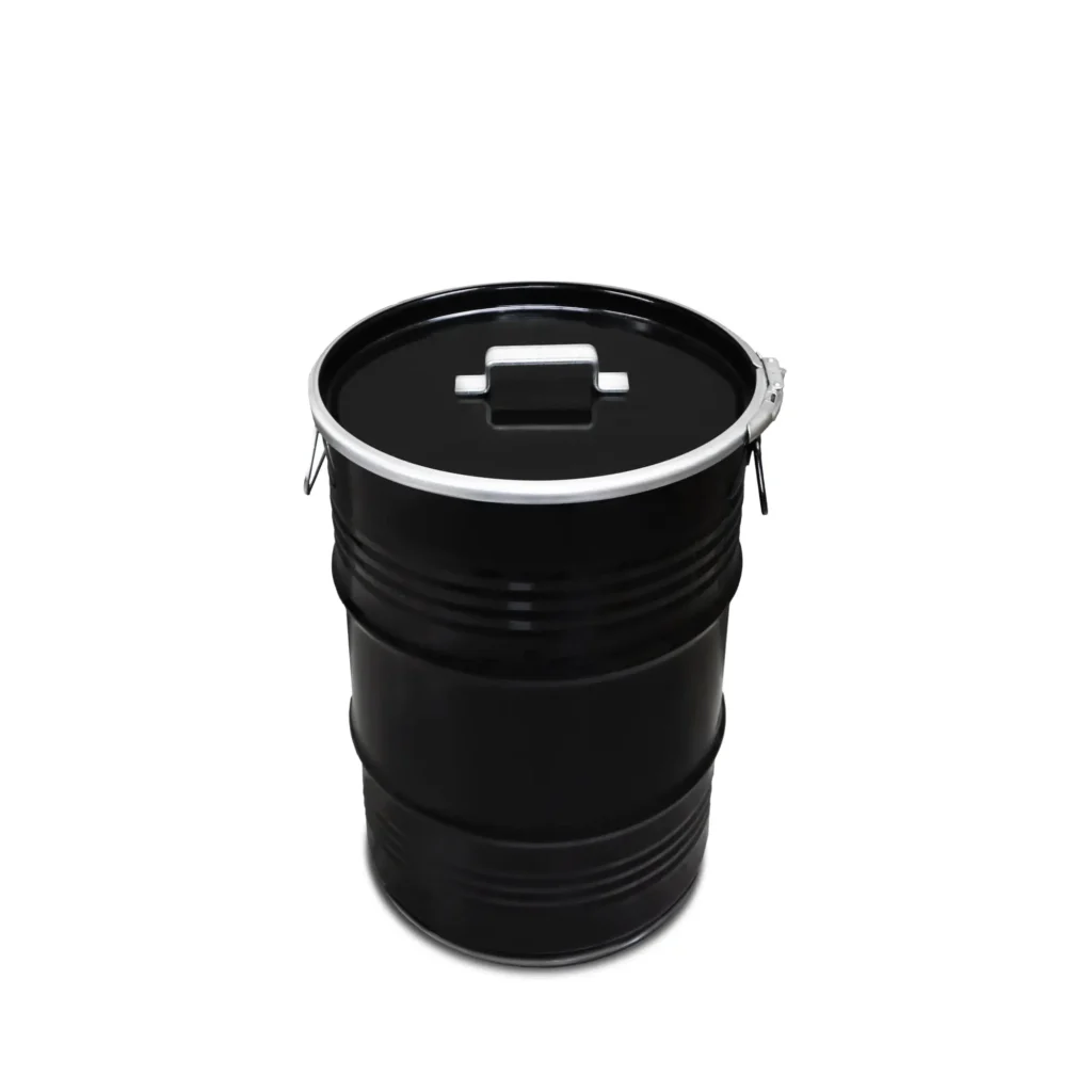 Poubelle baril métal upcyclé BinBin 60L noire design industriel