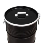 Poubelle Baril Métal Upcyclé 60L BinBin avec Poignée – Noir Industrielpoua – Image 2