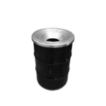 Poubelle BinBin 60L en baril métal noir avec couvercle ignifuge