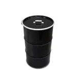 poubelle industrielle BinBin 120L en métal noir avec couvercle poignée