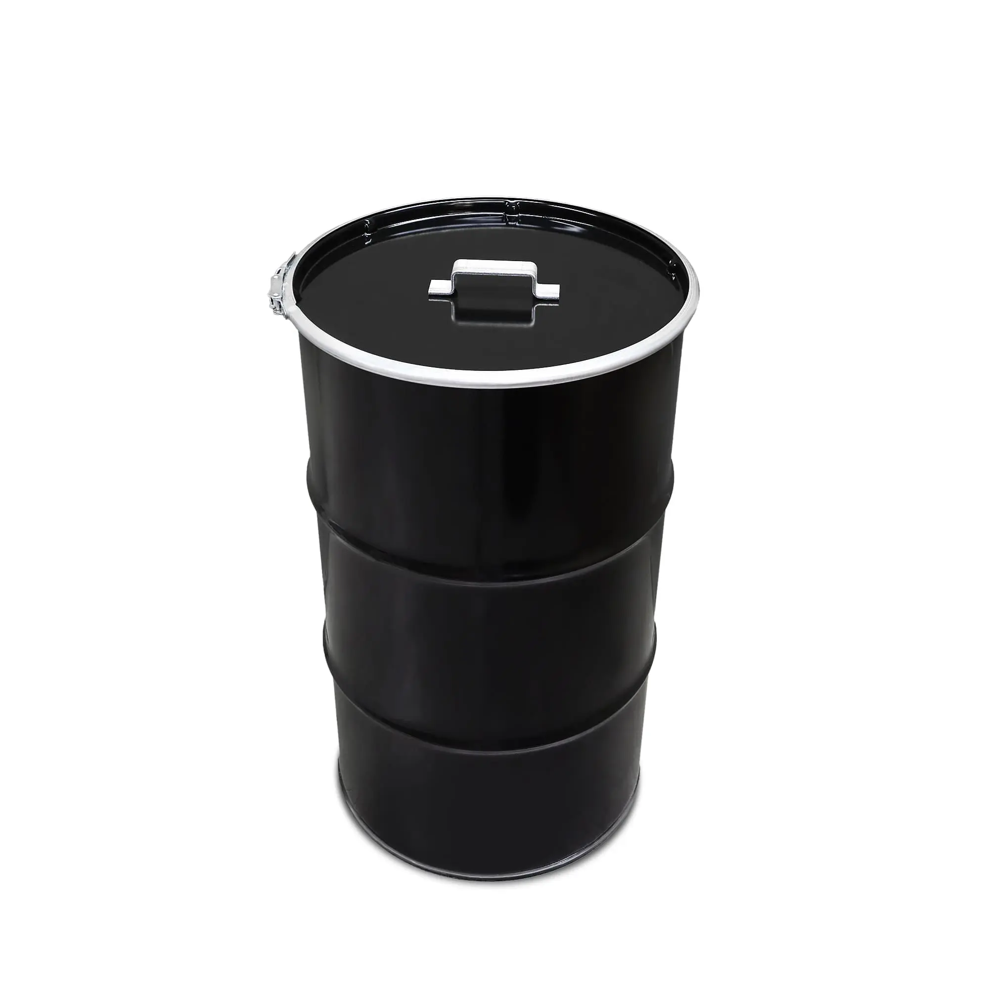 poubelle industrielle BinBin 120L en métal noir avec couvercle poignée