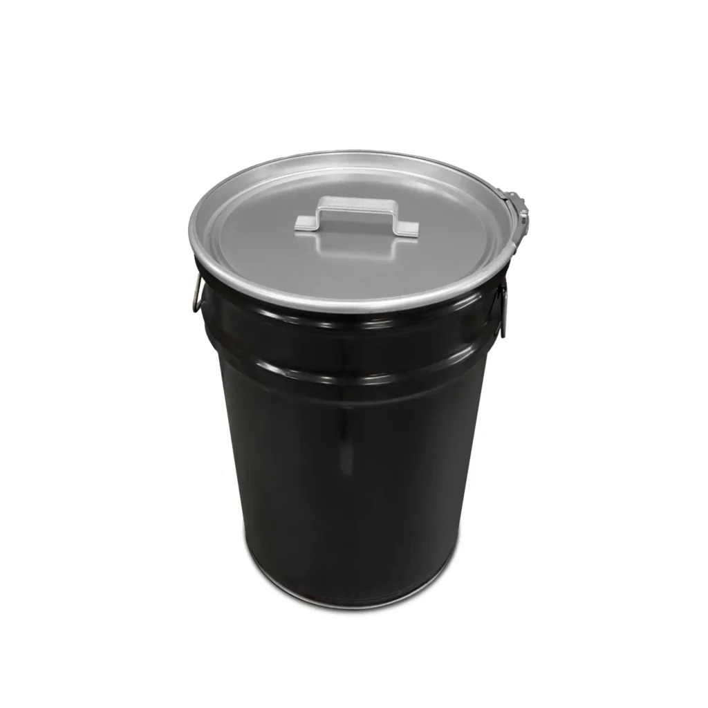 Poubelle baril métal Silver 60L upcyclée avec couvercle galvanisé