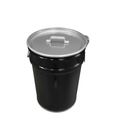 Poubelle baril métal Silver 60L upcyclée avec couvercle galvanisé