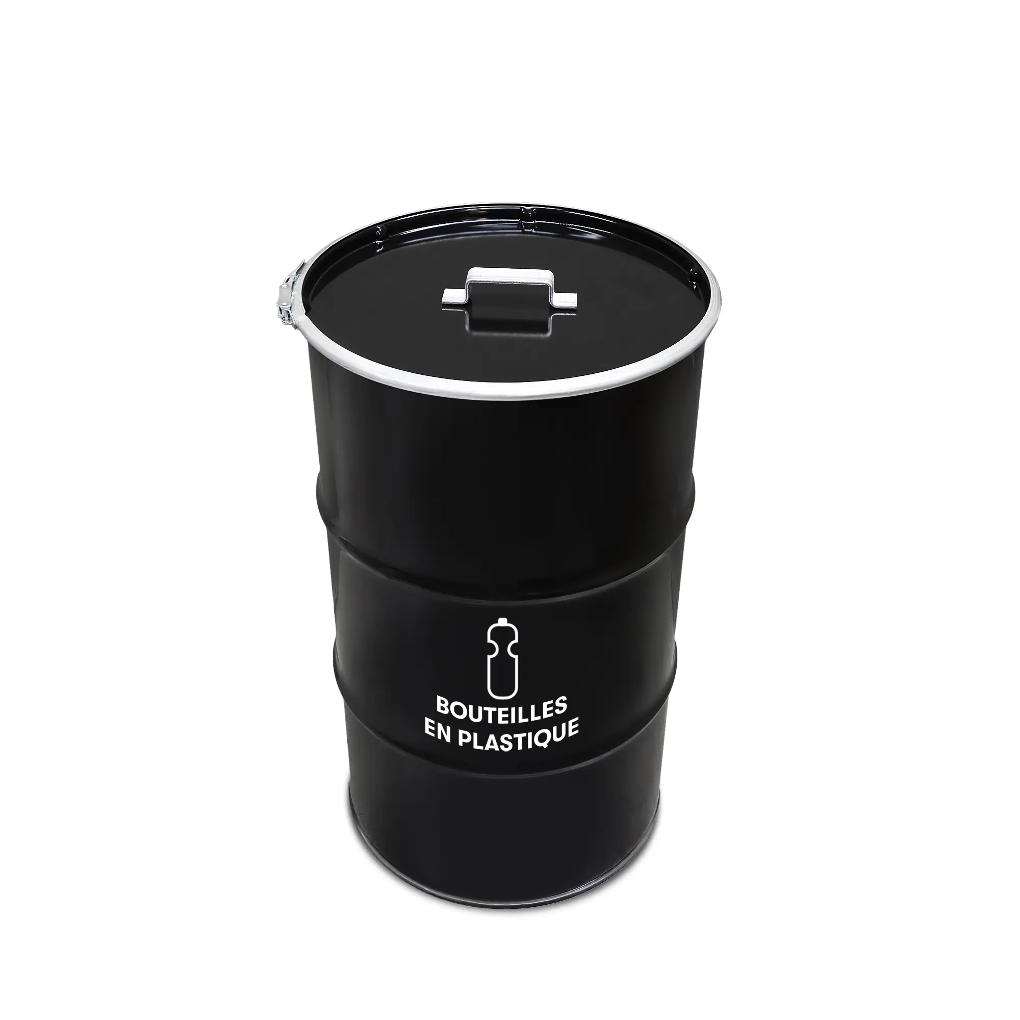 Poubelle BinBin 120L en métal noir design industriel pour tri des bouteilles plastiques Poubelle BinBin 120L en métal noir design industriel pour tri des bouteilles plastiques