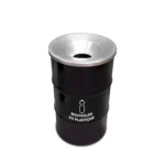 Collecteur BinBin 120L noir en métal design industriel pour tri plastique