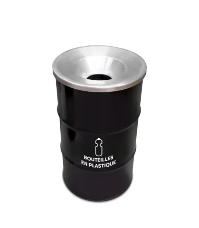 Collecteur BinBin 120L noir en métal design industriel pour tri plastique