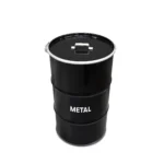 poubelle industrielle en fût métal noir 120L avec couvercle