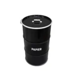 corbeille papier industrielle en fût métal noir 120 litres