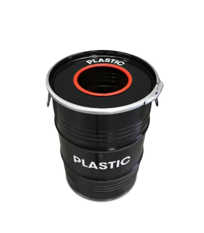 Poubelle de tri plastique BinBin Hole 60L noire avec ouverture rouge