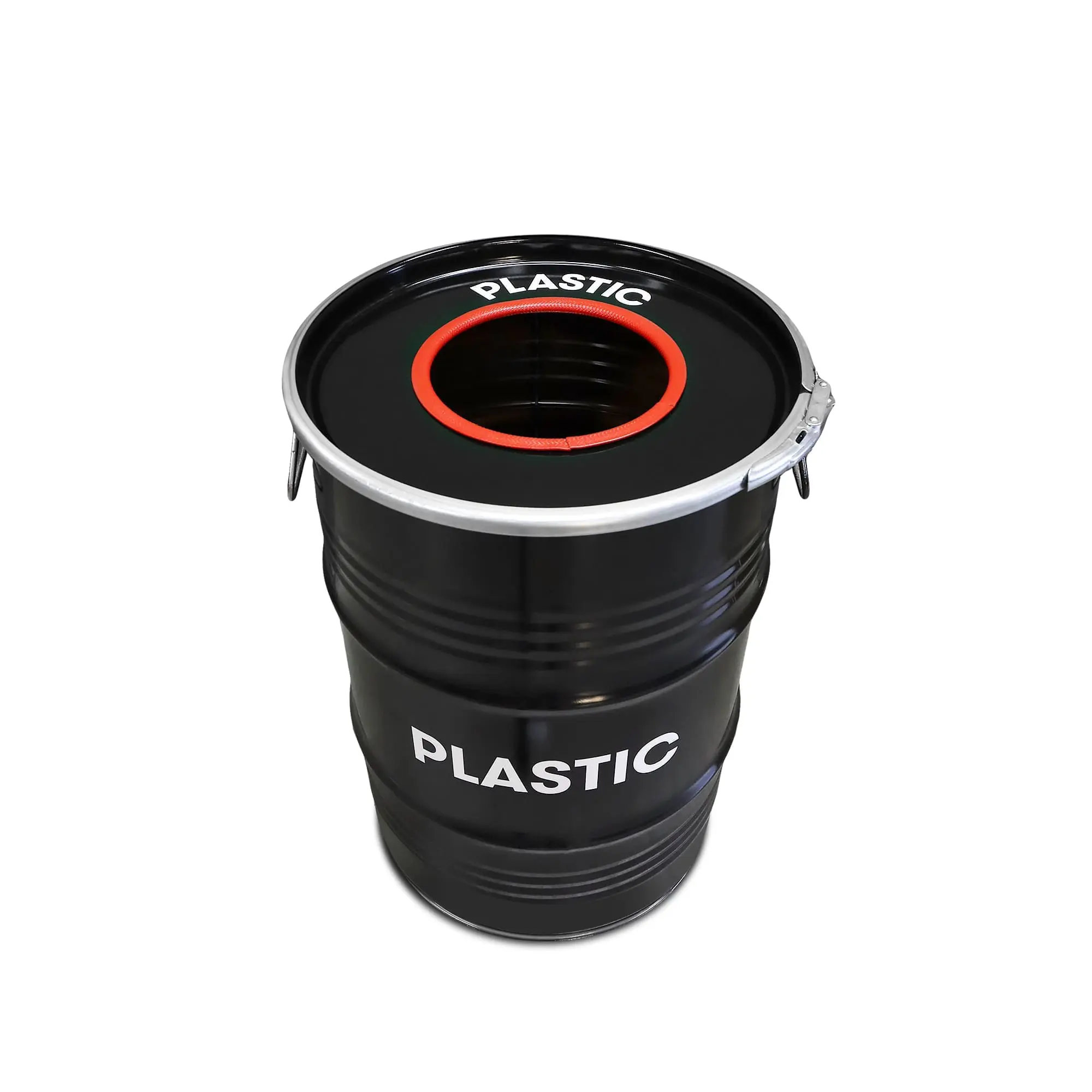 Poubelle de tri plastique BinBin Hole 60L noire avec ouverture rouge Poubelle de tri plastique BinBin Hole 60L noire avec ouverture rouge