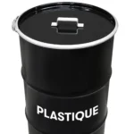 Poubelle industrielle upcyclée BinBin Handle Plastik – Fût métal 120L pour tri du plastique – Image 2