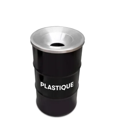 Poubelle industrielle BinBin Plastic 120L en fût métallique noir
