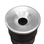 Poubelle industrielle upcyclée BinBin Flame 120L – Fût métal noir ignifuge design industriel – Image 2