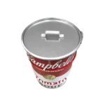 Poubelle design industrielle Campbell’s Soup BinBin 60L – Baril métal upcyclé avec couvercle poignée – Image 2
