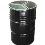 Poubelle BinBin Hole 200L en baril métal upcyclé vue de face