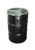 Poubelle BinBin Hole 200L en baril métal upcyclé vue de face