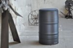Tabouret en tonneau métal 200L upcyclé avec assise rembourrée