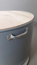 Maison Grotte pour Chat & Petit Chien en Baril Métal Recyclé – Table d’Appoint Industrielle 2-en-1 Upcyclée – Image 3