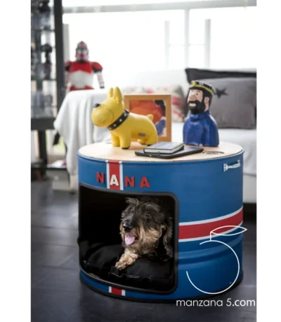 Hangar pour chien en baril métallique recyclé style industriel