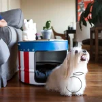 Niche pour chien en baril métallique recyclé style industriel