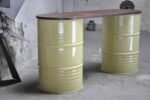 Comptoir de cuisine en tonneau métal upcyclé avec plateau en chêne massif – Sur mesure – Image 3